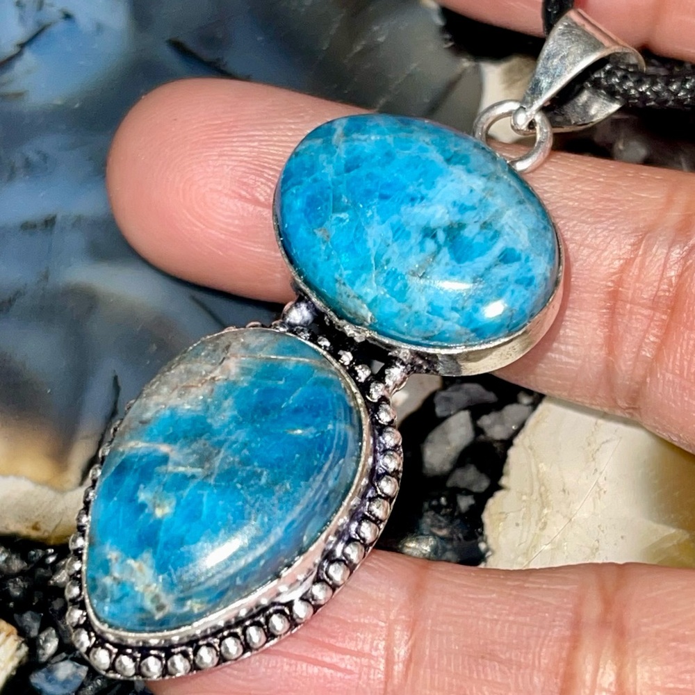 Blue Apatite Pendant 2 1/4”